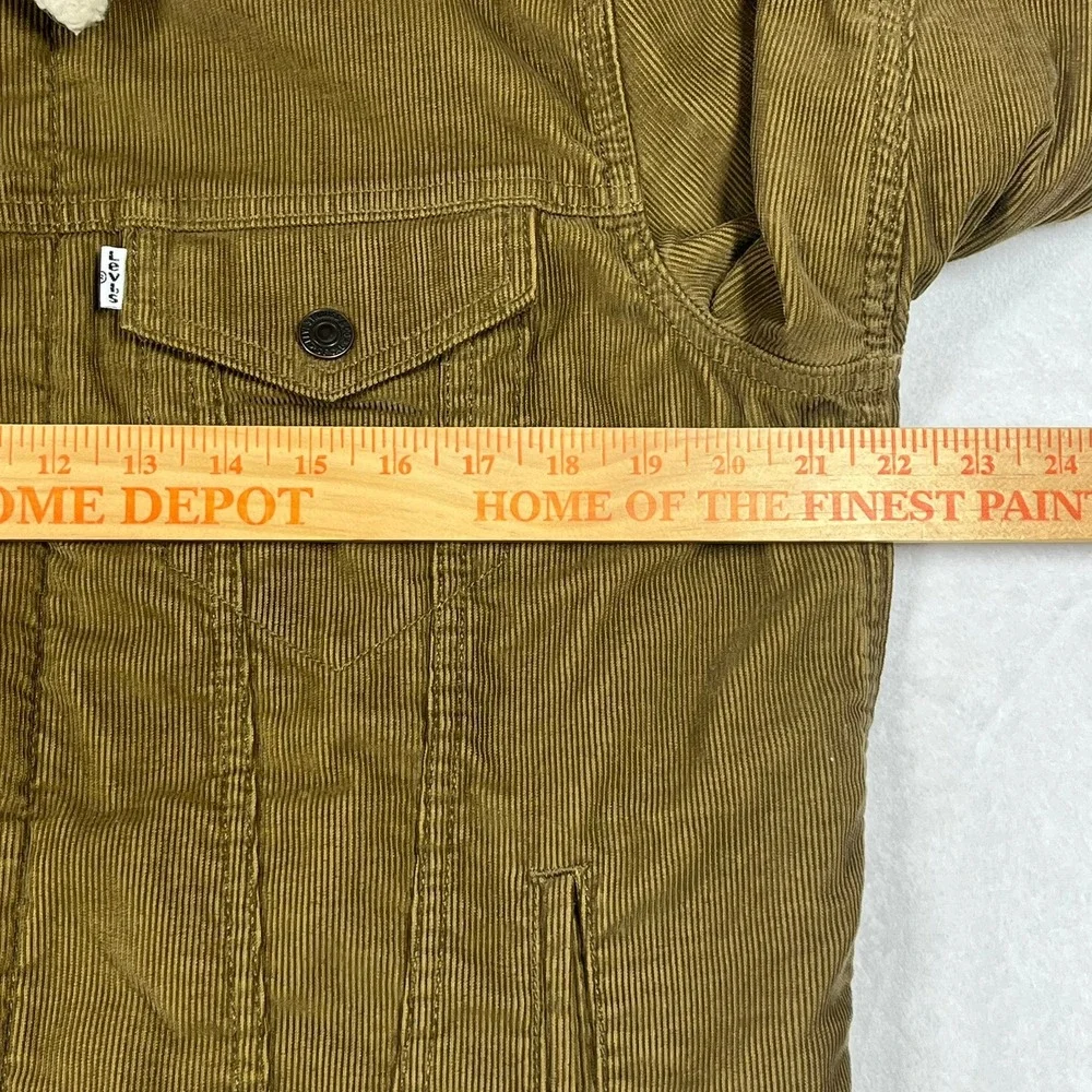 Levis Sherpa Lined Corduroy Trucker Jacket Mens Medium Tan Faux Fur Type 3 Coat